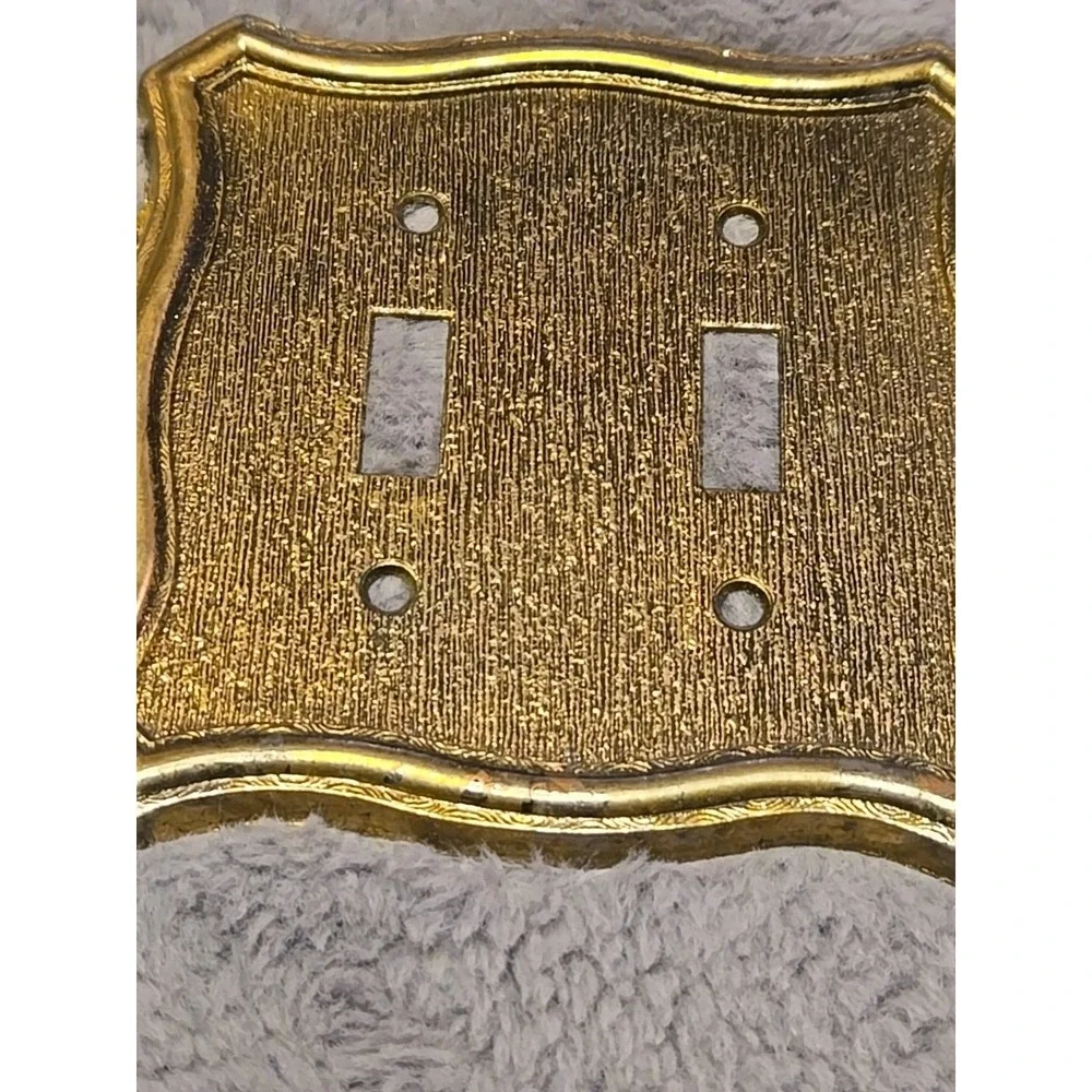 VTG Switch Plate Cover 1968 American Tack & Hardware Brass Double Ornate 2-Gang